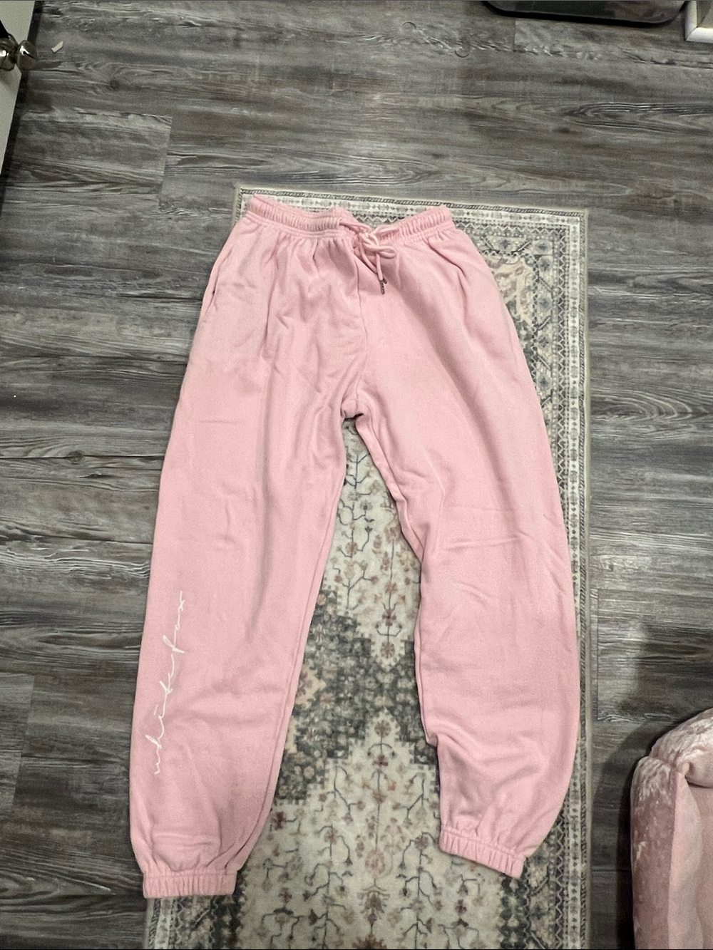 White fox pink sweatpants